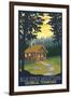 Blue Ridge Mountains - Cabin in Woods-Lantern Press-Framed Art Print