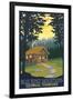 Blue Ridge Mountains - Cabin in Woods-Lantern Press-Framed Art Print