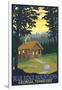 Blue Ridge Mountains - Cabin in Woods-Lantern Press-Framed Art Print