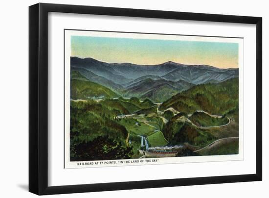 Blue Ridge Mountains, North Carolina - 17 Points Railroad Scene-Lantern Press-Framed Art Print