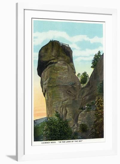 Blue Ridge Mountains, North Carolina - Chimney Rock Scene-Lantern Press-Framed Art Print