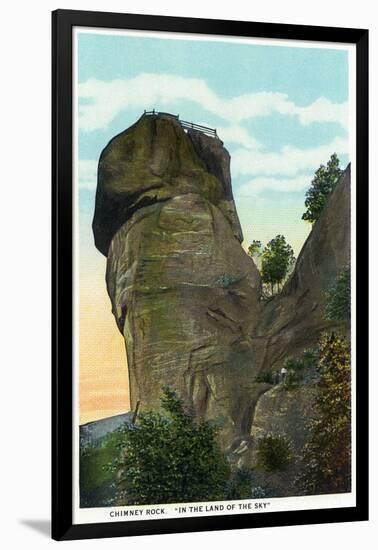 Blue Ridge Mountains, North Carolina - Chimney Rock Scene-Lantern Press-Framed Art Print