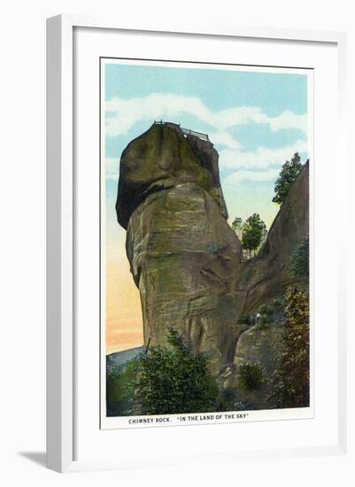 Blue Ridge Mountains, North Carolina - Chimney Rock Scene-Lantern Press-Framed Art Print