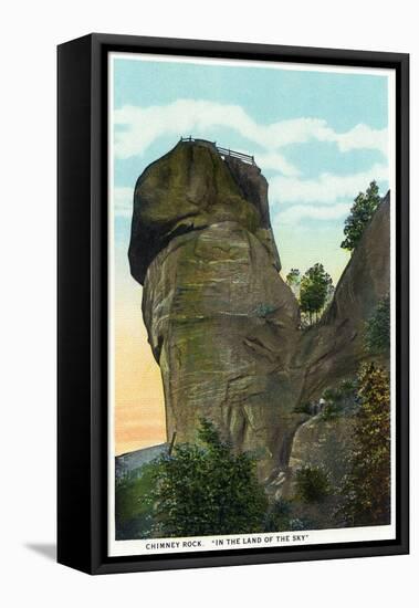 Blue Ridge Mountains, North Carolina - Chimney Rock Scene-Lantern Press-Framed Stretched Canvas