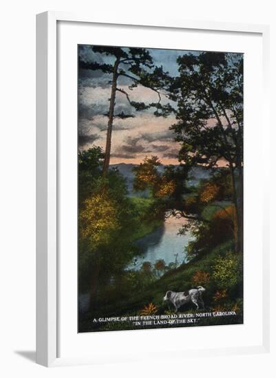 Blue Ridge Mountains, North Carolina - French Broad River Dusk Scene-Lantern Press-Framed Art Print