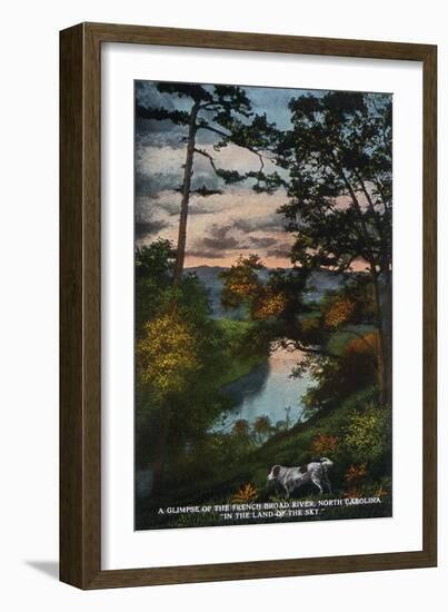 Blue Ridge Mountains, North Carolina - French Broad River Dusk Scene-Lantern Press-Framed Art Print