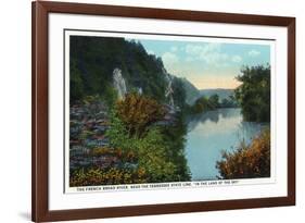 Blue Ridge Mountains, North Carolina - French Broad River Scene-Lantern Press-Framed Art Print