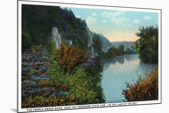 Blue Ridge Mountains, North Carolina - French Broad River Scene-Lantern Press-Mounted Art Print