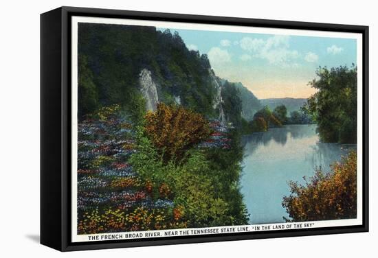 Blue Ridge Mountains, North Carolina - French Broad River Scene-Lantern Press-Framed Stretched Canvas