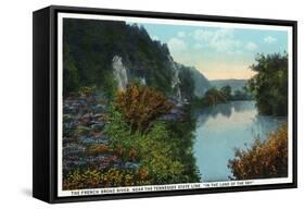 Blue Ridge Mountains, North Carolina - French Broad River Scene-Lantern Press-Framed Stretched Canvas