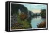 Blue Ridge Mountains, North Carolina - French Broad River Scene-Lantern Press-Framed Stretched Canvas