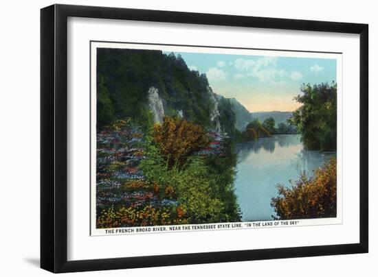 Blue Ridge Mountains, North Carolina - French Broad River Scene-Lantern Press-Framed Art Print