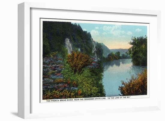 Blue Ridge Mountains, North Carolina - French Broad River Scene-Lantern Press-Framed Art Print