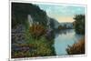 Blue Ridge Mountains, North Carolina - French Broad River Scene-Lantern Press-Mounted Premium Giclee Print