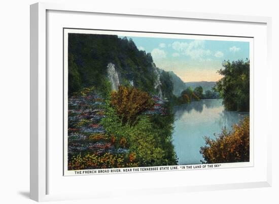 Blue Ridge Mountains, North Carolina - French Broad River Scene-Lantern Press-Framed Art Print