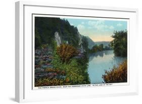 Blue Ridge Mountains, North Carolina - French Broad River Scene-Lantern Press-Framed Art Print