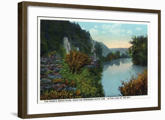 Blue Ridge Mountains, North Carolina - French Broad River Scene-Lantern Press-Framed Art Print