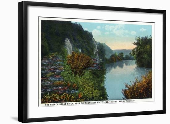 Blue Ridge Mountains, North Carolina - French Broad River Scene-Lantern Press-Framed Art Print