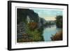 Blue Ridge Mountains, North Carolina - French Broad River Scene-Lantern Press-Framed Art Print