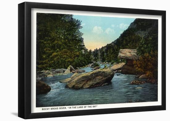 Blue Ridge Mountains, North Carolina - Rocky Broad River Scene-null-Framed Poster