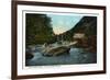 Blue Ridge Mountains, North Carolina - Rocky Broad River Scene-Lantern Press-Framed Art Print