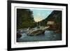 Blue Ridge Mountains, North Carolina - Rocky Broad River Scene-Lantern Press-Framed Art Print