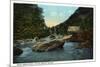 Blue Ridge Mountains, North Carolina - Rocky Broad River Scene-Lantern Press-Mounted Art Print