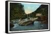 Blue Ridge Mountains, North Carolina - Rocky Broad River Scene-Lantern Press-Framed Stretched Canvas