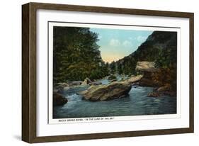 Blue Ridge Mountains, North Carolina - Rocky Broad River Scene-Lantern Press-Framed Art Print