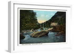 Blue Ridge Mountains, North Carolina - Rocky Broad River Scene-Lantern Press-Framed Art Print