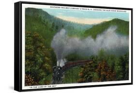 Blue Ridge Mountains, North Carolina - Southern Rail Co Train Scene-Lantern Press-Framed Stretched Canvas