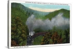 Blue Ridge Mountains, North Carolina - Southern Rail Co Train Scene-Lantern Press-Stretched Canvas