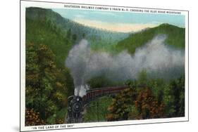 Blue Ridge Mountains, North Carolina - Southern Rail Co Train Scene-Lantern Press-Mounted Art Print