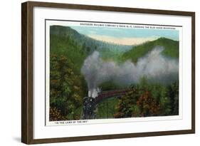 Blue Ridge Mountains, North Carolina - Southern Rail Co Train Scene-Lantern Press-Framed Art Print