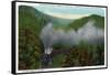 Blue Ridge Mountains, North Carolina - Southern Rail Co Train Scene-Lantern Press-Framed Stretched Canvas