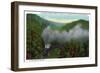 Blue Ridge Mountains, North Carolina - Southern Rail Co Train Scene-Lantern Press-Framed Art Print