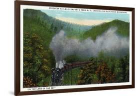 Blue Ridge Mountains, North Carolina - Southern Rail Co Train Scene-Lantern Press-Framed Art Print