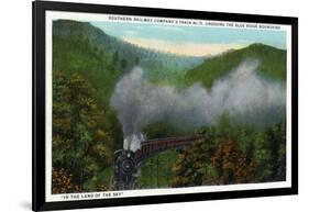 Blue Ridge Mountains, North Carolina - Southern Rail Co Train Scene-Lantern Press-Framed Art Print