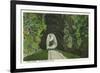 Blue Ridge Mountains, North Carolina - Train in Double Tunnel Scene-Lantern Press-Framed Premium Giclee Print