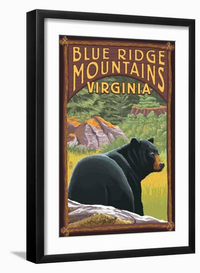 Blue Ridge Mountains, Virginia - Bear in Forest-Lantern Press-Framed Art Print
