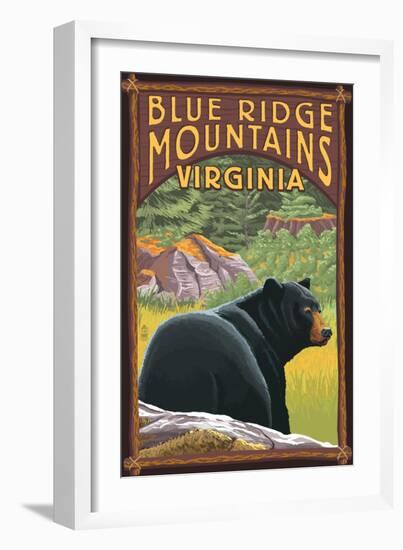 Blue Ridge Mountains, Virginia - Bear in Forest-Lantern Press-Framed Art Print