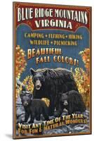 Blue Ridge Mountains, Virginia - Black Bear Family-Lantern Press-Mounted Art Print