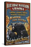 Blue Ridge Mountains, Virginia - Black Bear Family-Lantern Press-Framed Stretched Canvas
