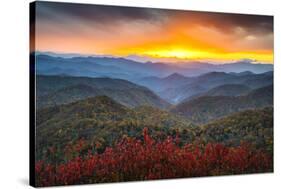 Blue Ridge Parkway Autumn Mountains Sunset Western Nc Scenic Landscape-daveallenphoto-Stretched Canvas