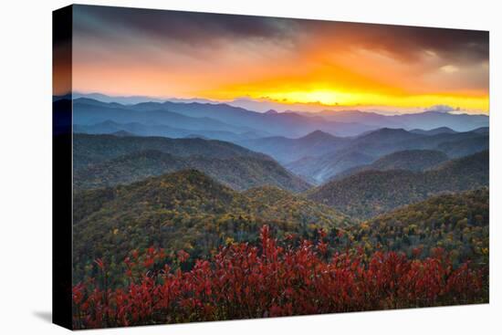 Blue Ridge Parkway Autumn Mountains Sunset Western Nc Scenic Landscape-daveallenphoto-Stretched Canvas