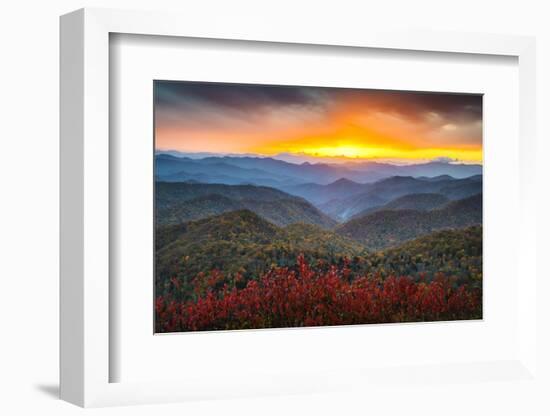 Blue Ridge Parkway Autumn Mountains Sunset Western Nc Scenic Landscape-daveallenphoto-Framed Photographic Print