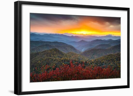 Blue Ridge Parkway Autumn Mountains Sunset Western Nc Scenic Landscape-daveallenphoto-Framed Photographic Print