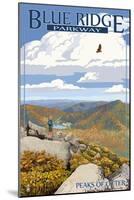 Blue Ridge Parkway - Peaks of Otter in Fall-Lantern Press-Mounted Art Print