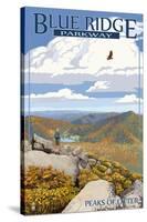 Blue Ridge Parkway - Peaks of Otter in Fall-Lantern Press-Stretched Canvas