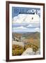 Blue Ridge Parkway - Peaks of Otter in Fall-Lantern Press-Framed Art Print